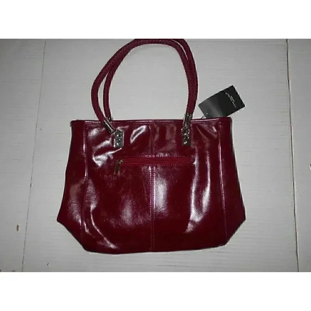 NEW Harve' Benard Leather Purse Wine Color 2 Handle Shoulder Bag